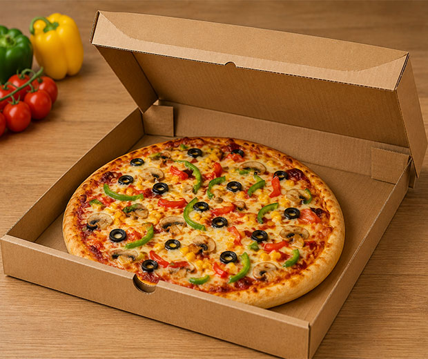 Premium pizza box packaging by Pratham Packaging